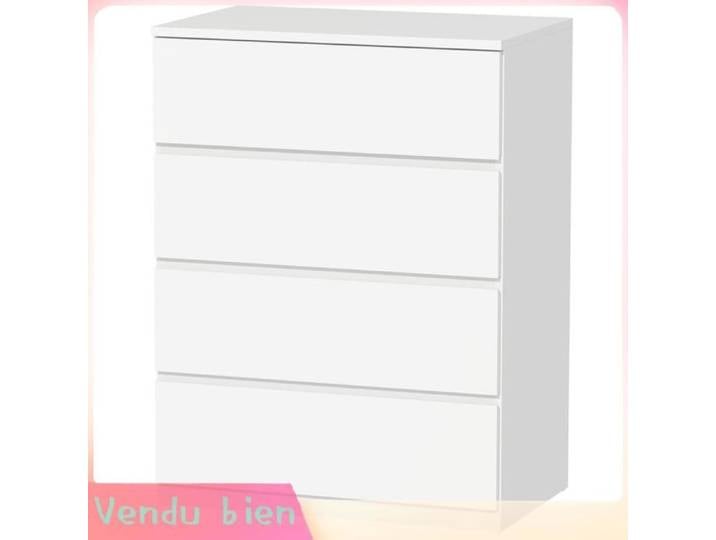 LIA Commode 4 tiroirs sans poignées blanc 60x40x80cm