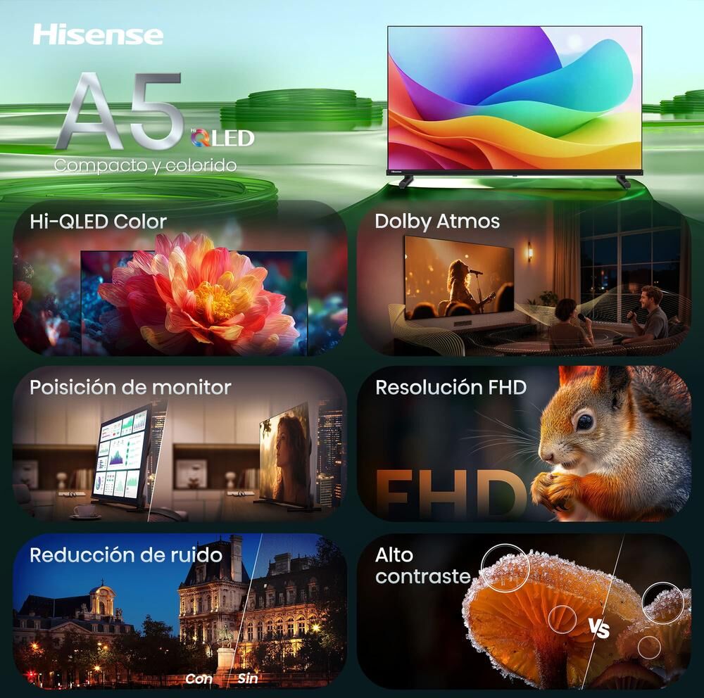 Tv hisense 32 pulgadas qled fhd - 32a5s - smart tv