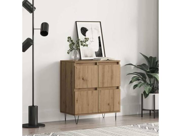 HEFZGDB Sideboard Weiß Holzwerkstoff mit Eisenbeinen, Beistellschrank mit viel Stauraum und zeitlosem Design, Langlebiges Sideboard mit feuchtigkeitsbeständiger Oberfläche zur