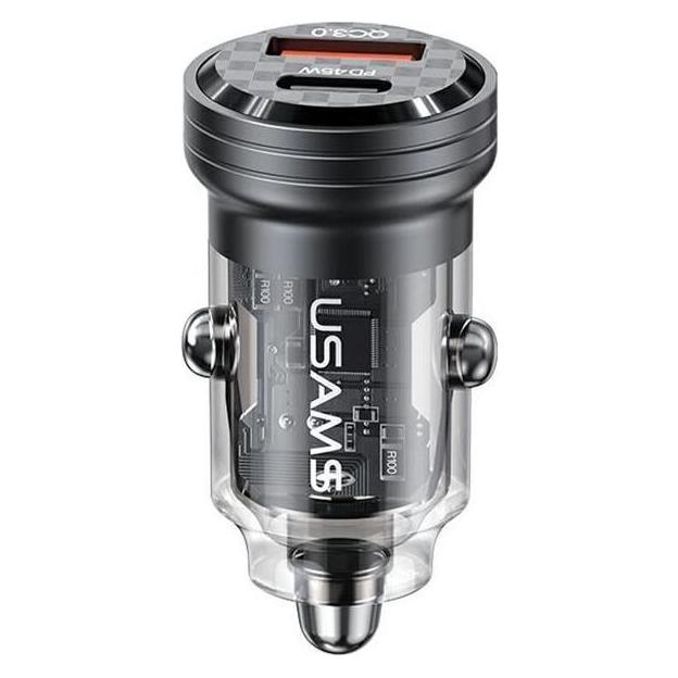 Usams Ład. sam. C35 USB+USB-C 45W Fast Charge czarny/black CC175CC01 (US-CC175) (CC175CC01)
