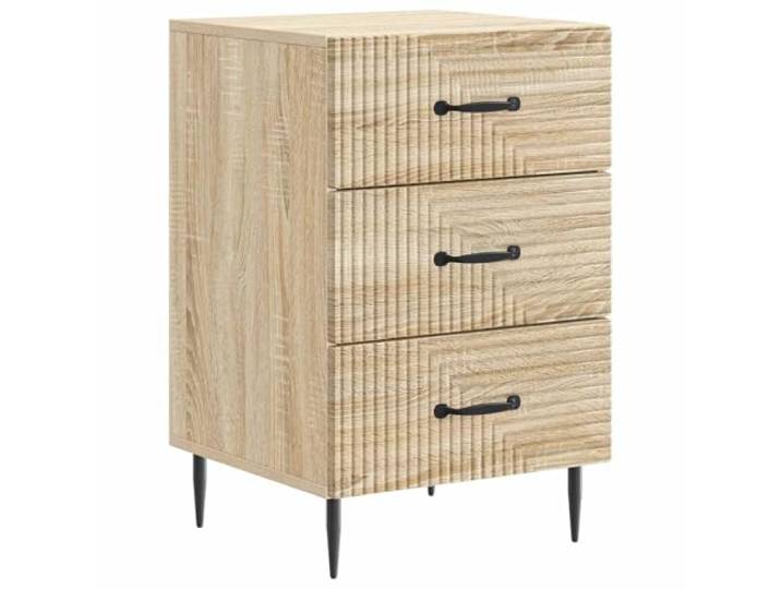 KUPTYERFG Nachttisch Sonoma-Eiche 43x41x66,5 cm Beistelltisch Kompakter Nachtschrank aus robustem Holzwerkstoff mit Schubladen für Ordnung im Schlafzimmer