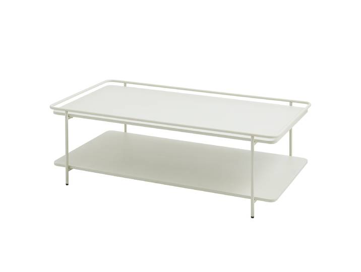Table basse Dikan - Rectangulaire 110 x 34 x 55cm Beige/Blanc