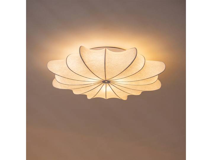 Moderne japonais Wabi Sabi soie plafonnier rond salon Bar décor à la maison éclairage chambre UFO plafonnier Lustre luminaires