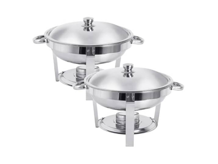 Rundes Speisenwärmer-Set Aus Edelstahl, 5 L Fassungsvermögen, for Buffets, Grillabende, Partys, Bankette, Veranstaltungen Und Hochzeiten Langanhaltende WäRme(2 PCS)