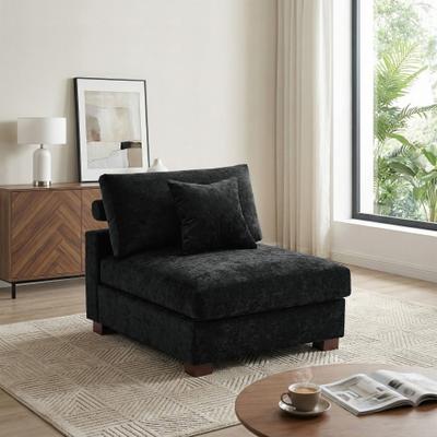 DREAMSIDEA Chenille Upholstered Armless Accent Chair With Plush Cushion