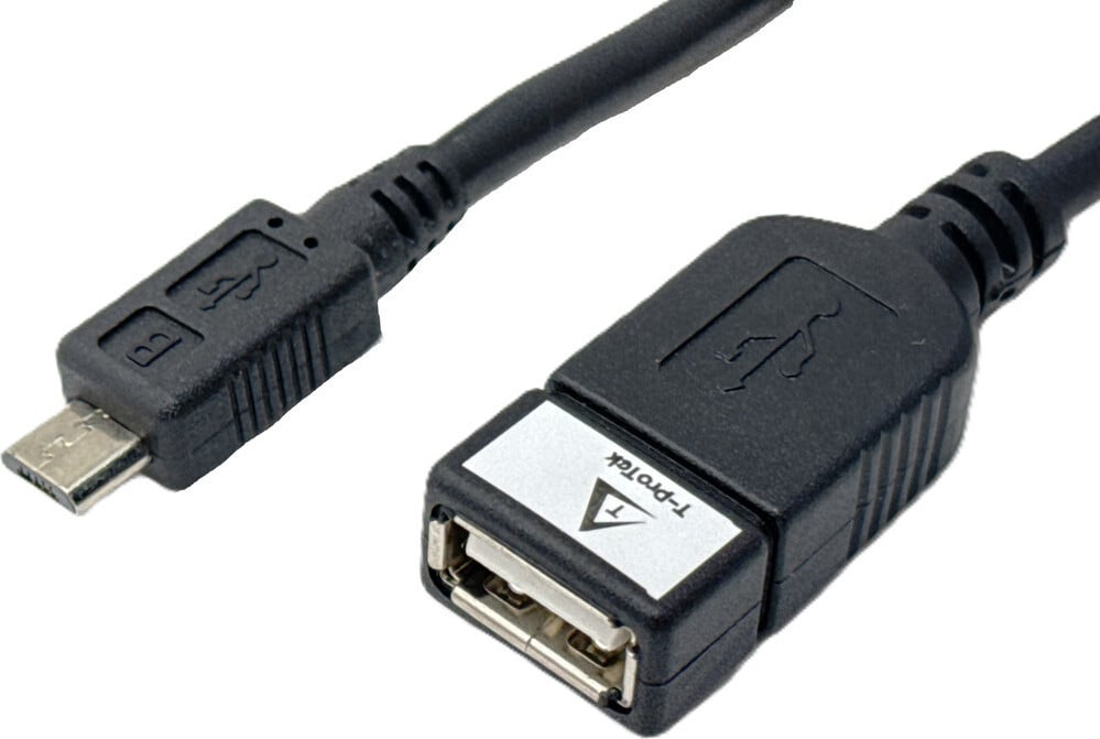 T-ProTek OTG Micro-USB kabeladapter voor gegevensoverdracht, wit