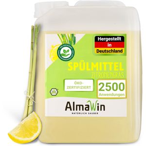 AlmaWin Spülmittel Zitronengras, mikroplastikfrei, Konzentrat, biologisch abbaubar, Kanister, 5 Liter