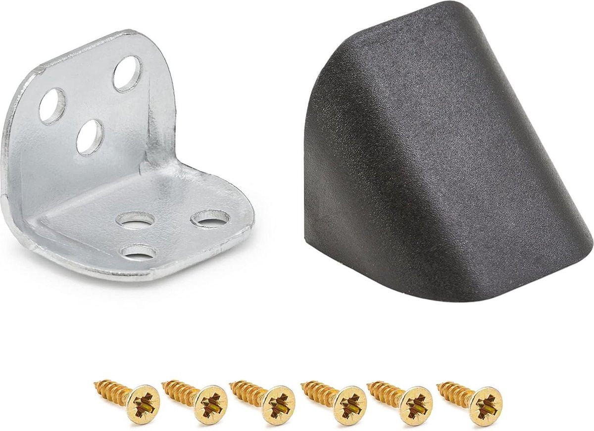 Zwarte metalen hoekverbinders voor plankdragers en meubelverbinderset, 29 mm