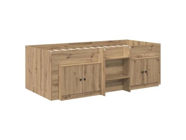 KTHLBRH Bettgestell Loft, 3-teilig, Eichenholz, handgefertigt Technisches Holz, inkl. Leiter, Leisten, 90 x 200 cm, platzsparend