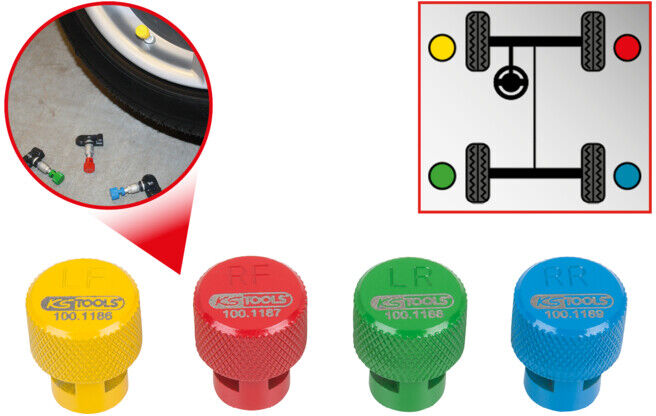 Purgeur de pneus TPMS, 4 pcs. ; KS Tools (100.1185)