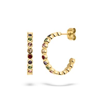 Paar Creolen TAMARIS "Schmuck Geschenk Edelstahl Ohrstecker Colorful Circle", bunt (gelbgoldfarben, bunt, bunt), Ohrringe, Damen, 17mm, Edelstahl, mit Zirkonia (synth.)