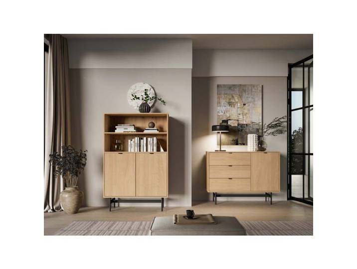 Étagère avec 2 portes et 2 niches - HEGGERS - 92 cm - chêne mavelie