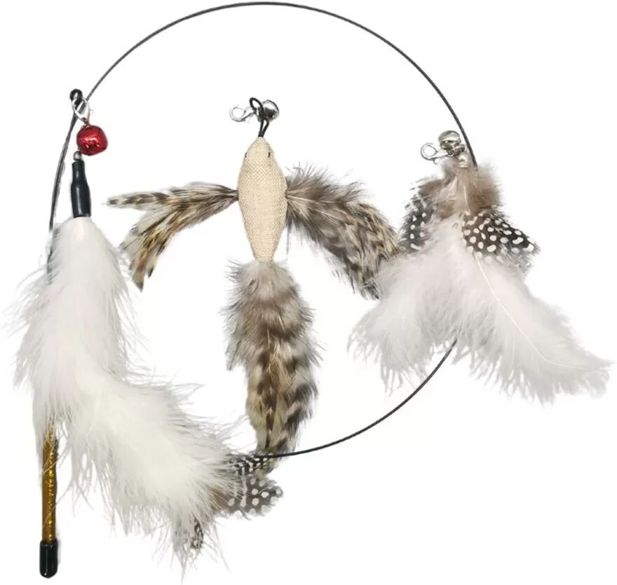 INF Baguette Jouet Interactive pour Chat avec Plumes Remplaçables et Clochette