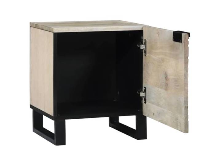 KTHLBRH Nachtschrank 2-teilig weiß 40 x 33 x 46 cm Massives Akazienholz, 2 Türen, rustikaler Stil, einfache Montage