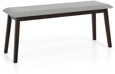 Costway 43.5 Inch Upholstered Entryway Bench with Rubber Wood Frame-Gray