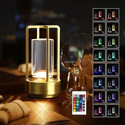 tragbare Schreibtischlampe aus Metall, kabellose LED-Tischlampe, wiederaufladbare Lampe mit 16 Farb-Touch-Steuerung, stufenlose Helligkeit als Raumdekor-Schreibtischlampe, Nachttischlampe, Nachtlicht,