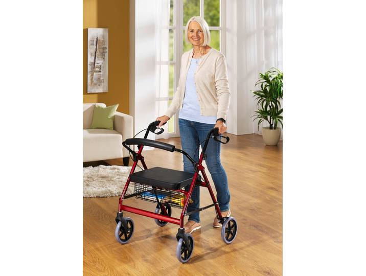Rollator XXL mit hochwertigem Stahlgestell, Rot
