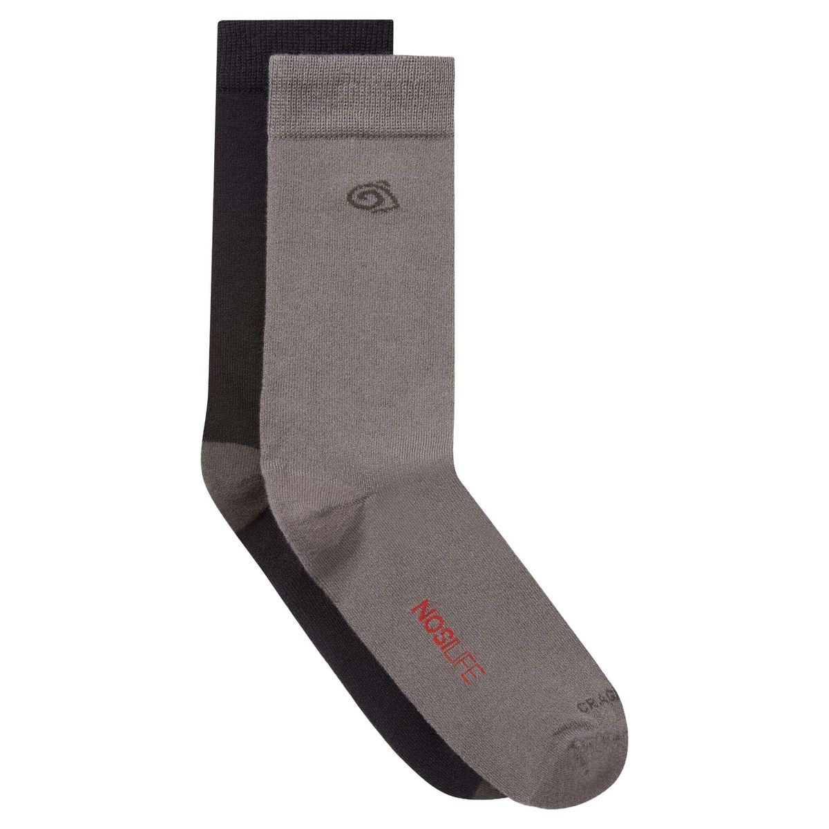 Craghoppers Nosilife Travel Twin Pack Socks black pepper / mid grey (I3D) 36-38 CUH369 I3D S05