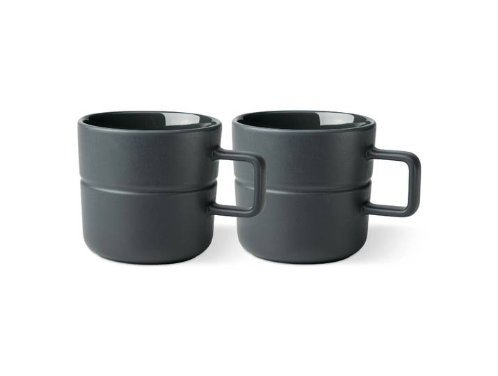 NJRD Tasse Lines 50 cl Lot de 2 Gris foncé