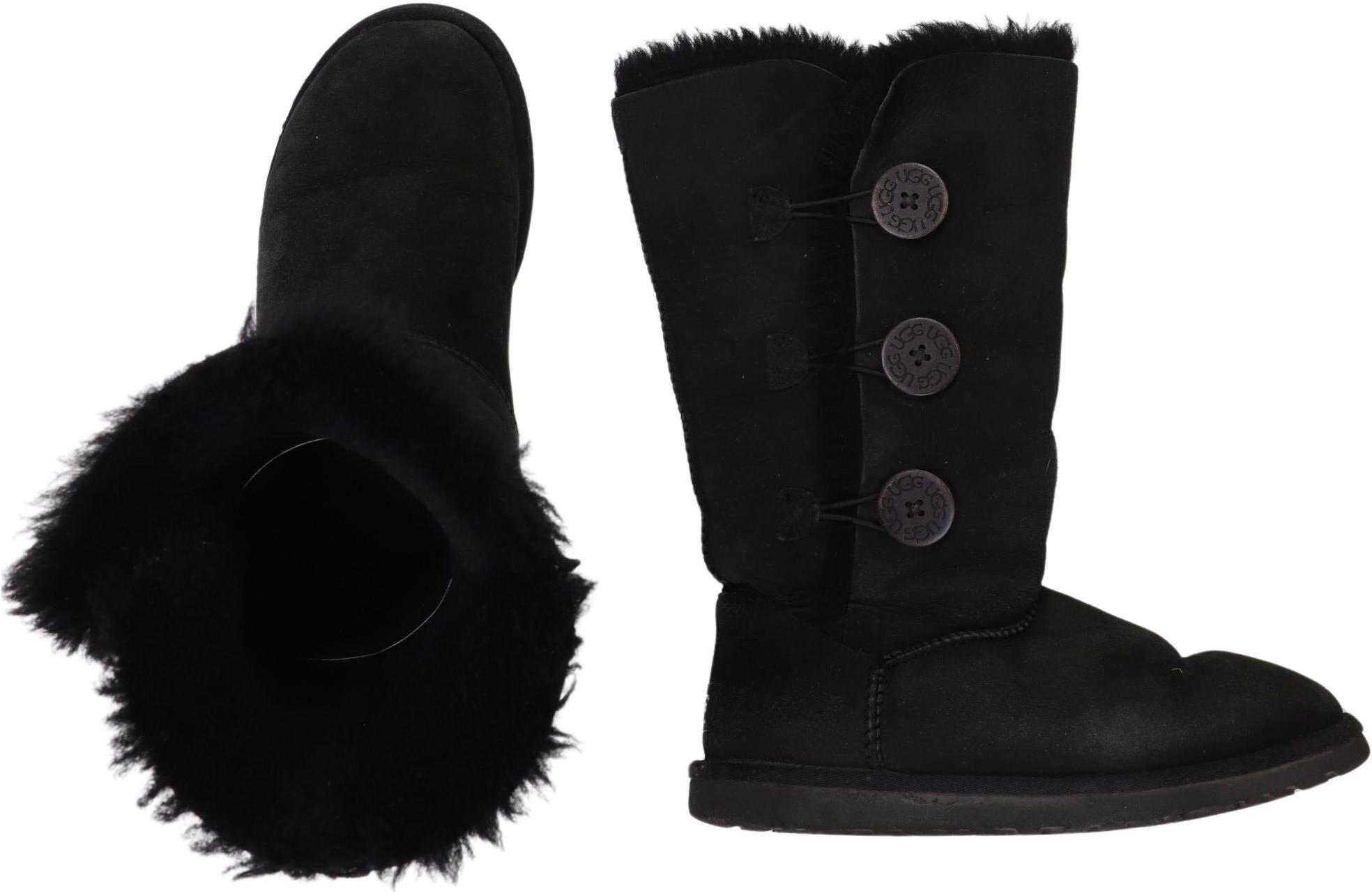 UGG Damen Stiefel, Schwarz, Gr. EU 37, Leder / Lammfell - Second Hand
