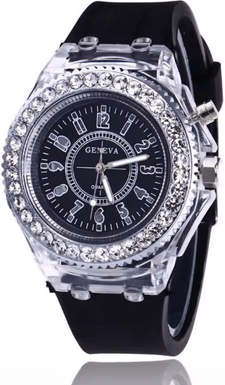 Inspire Essentials LED Flash Luminous Silicone Watch For Kids And Adults black