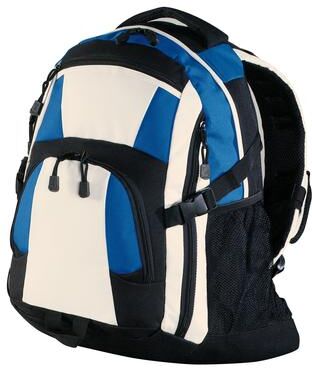 Port Authority BG77 Urban Backpack in Black/Royal/Stone size OSFA   Polyester Blend
