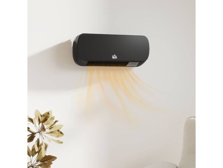HOMCOM Radiateur Électrique LED 1000W/2000W Télécommande Noir
