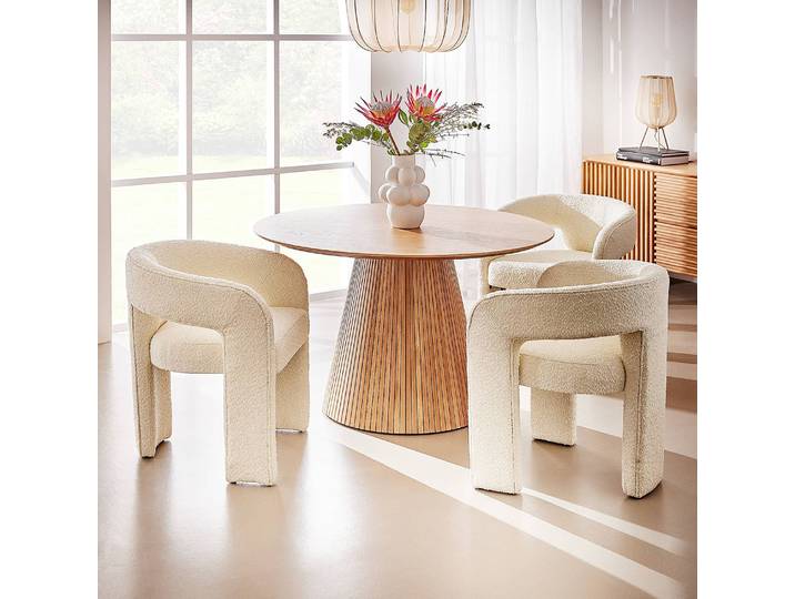 Table Ø 120cm Beige/Marron/Chêne