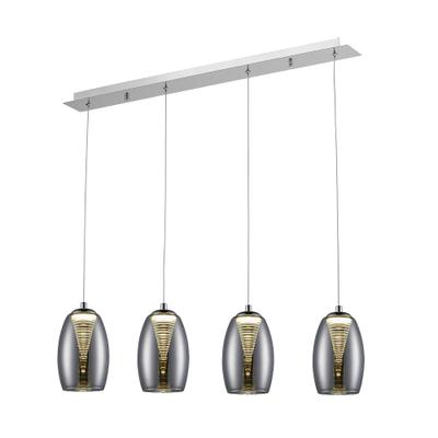 BRILLIANT Pendelleuchte "Metropolis", grau (chrom, rauchglas), 4, H: 121cm, 1 Stk., Leuchten, LED Hängelampe 4flg chrom/rauchglas easyDim, Pendelleuchte