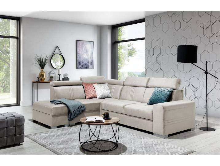 Fun Möbel Ecksofa Ecksofa Schlafsofa NOLAN inkl. USB-Anschluss, inkl. Bettkasten, Kopfteil verstellbar, Rundumbezug, inkl. USB-Anschluss