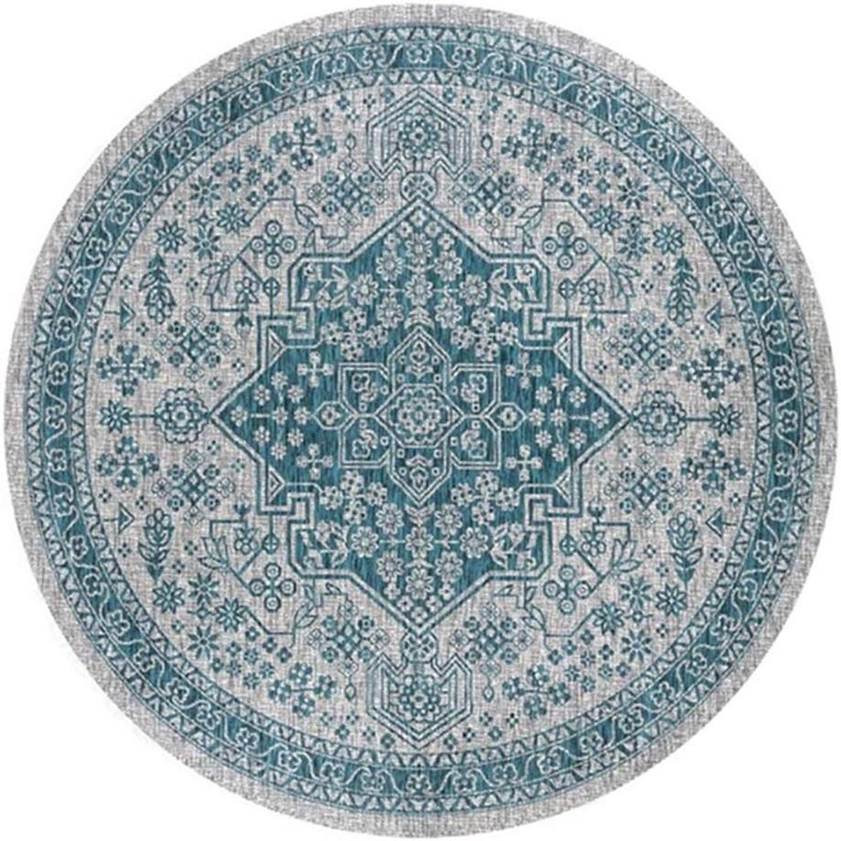 Rond Handgeweven Katoenen Mandala Vloerkleed in Boho Ethnic Stijl