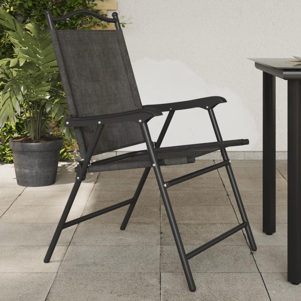 8 klappbare Gartenstühle, graumeliert, aus Stahl und Textilene für den Außenbereich, Essgruppe für die Terrasse, maximale Tragkraft 110 kg