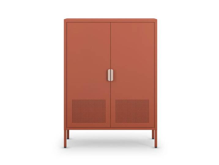 Buffet haut 2 portes en métal h110cm - terracotta