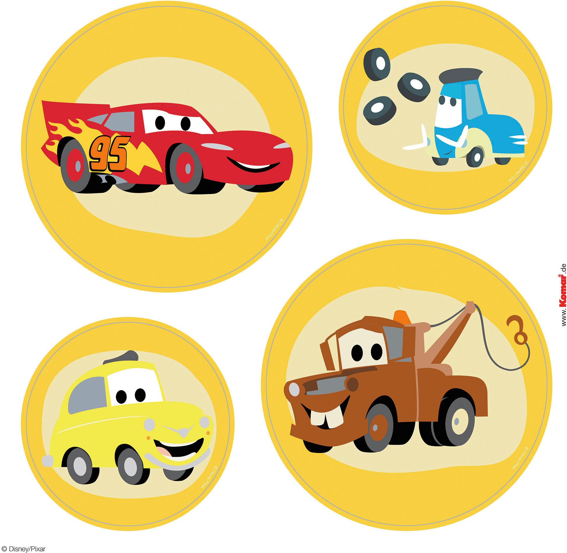Fensterbild KOMAR "Fenstersticker - Cars Ka-Chow Bubbles - Grösse 30 x 30 cm, 2 Bogen", bunt, B:30cm L:30cm, Materialmix, Fensterbilder, Fensterbild bunt B/L: 30cm