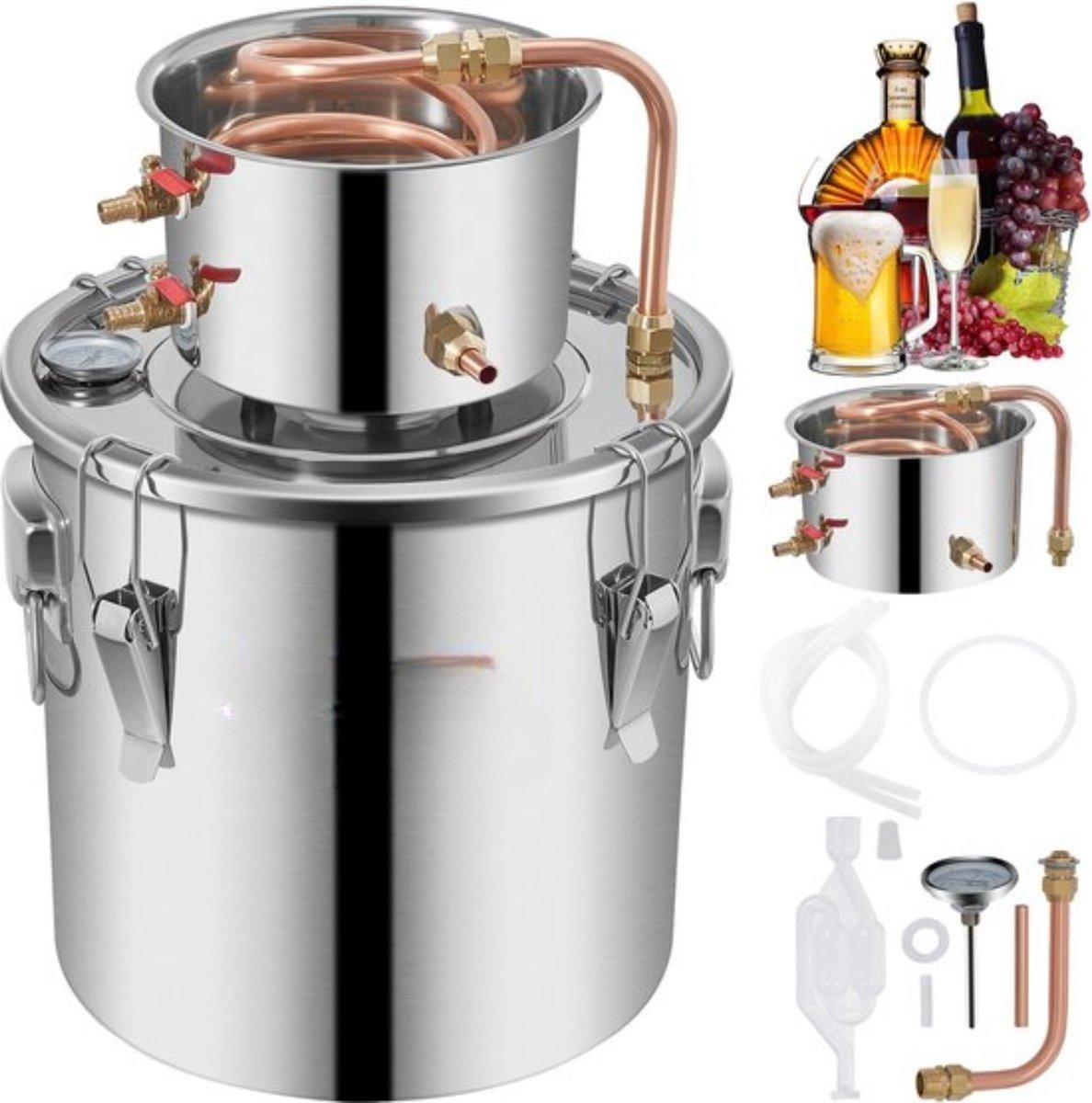 Happyment destillatieapparaat 4L - Waterdestilleerder en fermentatievat - Wit
