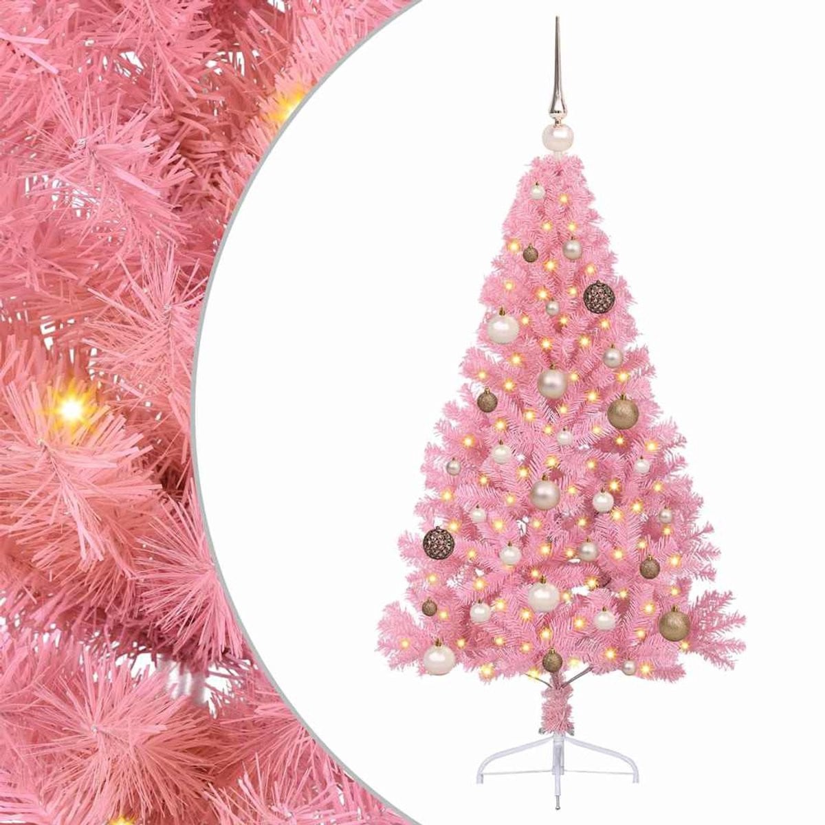 vidaXL Kerstboom met 150 LED-verlichting, Roze, 150 cm, PVC