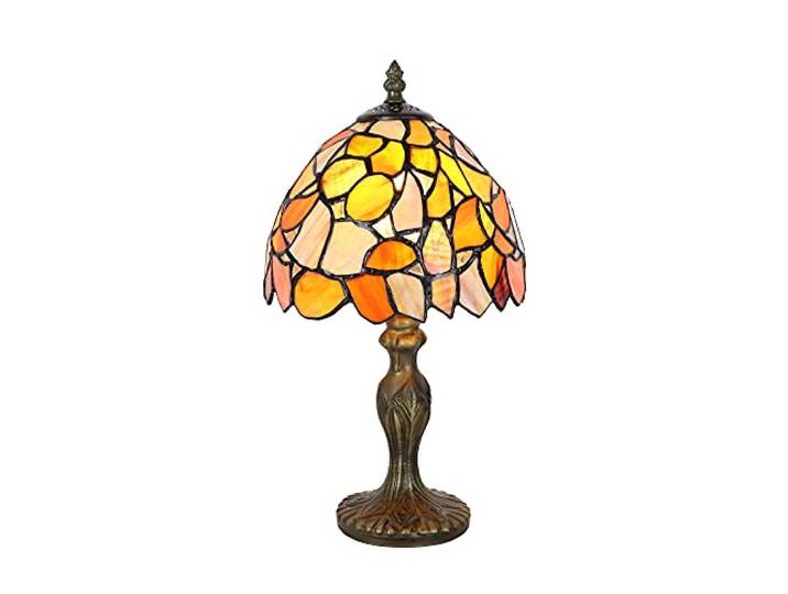 Tokira Tiffany Vintage Tischlampe - E14 Kinderzimmer Deko Glasmalerei Klein, Dellemade Gelbes Ahornblatt für Schlafzimmer/Wohnzimmer [Ohne Glühbirnen]