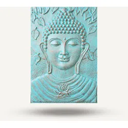 Large Buddha Iron Frame Turquoise Relief - 0.7x1m