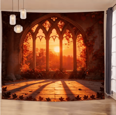 Inspire Picks EtherealView Gothic Window Tapestry Lush Green Landscape Wall Hanging Decor 260102155 lf gt 130x150cm51x59in