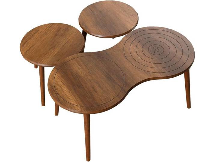 Ensemble de table basse en bois \ Marlo\ 100 x 50 x 45 cm - Noyer