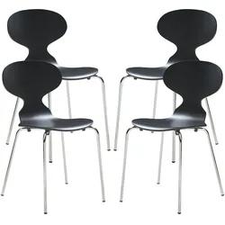 Esszimmerstuhl Kil 4er Set Schwarz/Chromfarben [en.casa]