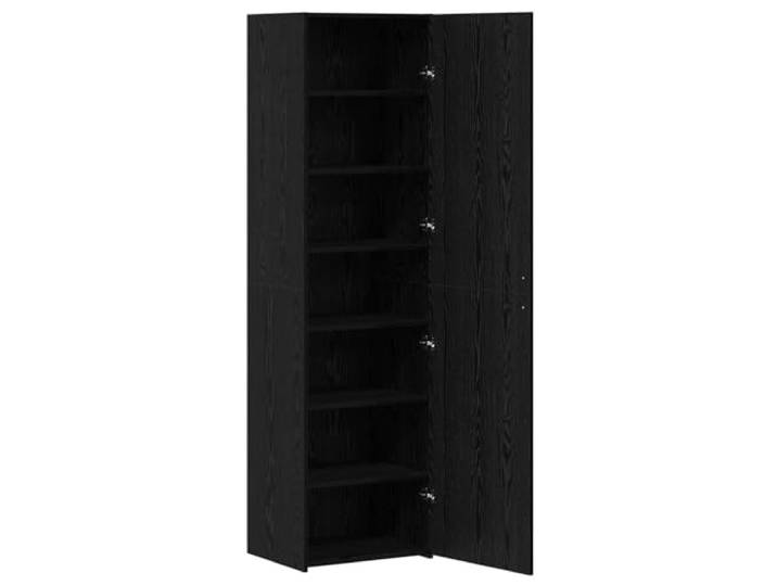 Highboard Schwarz Eichen-Optik 50 x 42,5 x 185 cm Holzwerkstoff,Stauraumfächer,klare Linien,Innenbereich,Esszimmer,Wohnzimmer,Büro,Aufbau