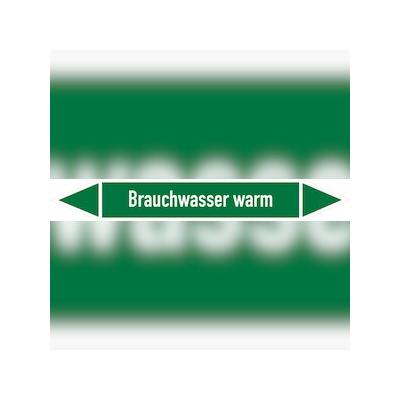 Rohrleitungskennzeichnung, "Brauchwasser warm" - 100x15 mm Folie selbstklebend