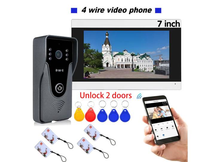 1080P 7 pouces Wifi vidéo sonnette interphone Tuya maison intelligente sans fil interphone RFID système de contrôle d'accès pour Villa appartement