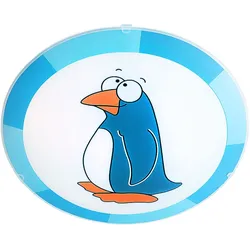 Kinderzimmer Deckenleuchte Pinguin Deckenlampe Kinder blau Kinderleuchte Wand Decke, Stahl Glas, Fernbedienung dimmbar, 1x RGB LED 8,5W 806Lm warmweiß, D 25 cm
