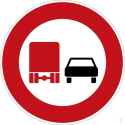 Klemos 2x2 Rund – Verkehrszeichen Überholverbot für Kraftfahrzeuge über 3,5 t 277