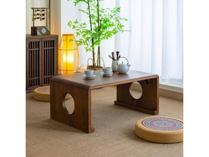 Tragbarer Bodentisch, faltbarer Couchtisch Massivholz Teetisch, Altartisch Japanischer klappbarer Bodentisch, Meditation,Tatami Couchtisch, Kleiner Teetisch(70cm/27.5in)