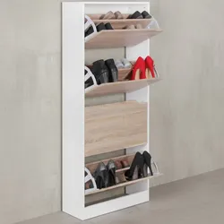 KADIMA DESIGN Schuhschrank 4 Fächer - 24 Paar Schuhe, Weiß und Sonoma Eiche, Robuste Spanplatte, KADIMA DESIGN