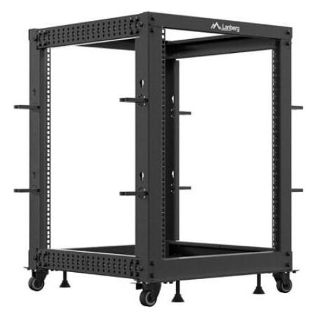 Lanberg Open Rack 19 15HE 600x600-1100 verstellbar schwarz (15 HE, 19 Zoll Rack) (OR01-6115-B)