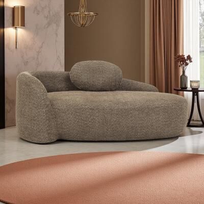 ZWYO HOSIMU "67"" Boucle Lounge Chair with Pillow, Integrated Backrest & Armrest, Space-Saving Single Sofa for Living Room Bedroom."